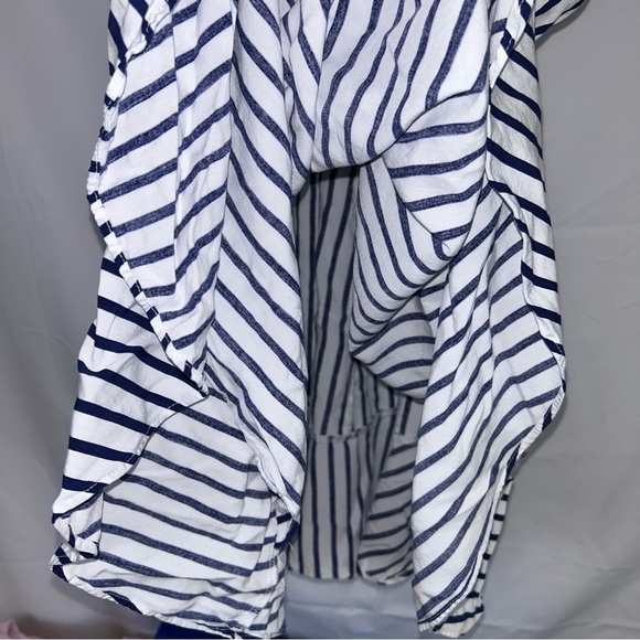 Express Dress Mini Stripe V-neck Wrap Dress Sleeveless Thin Straps Elastic Waist - Picture 5 of 12